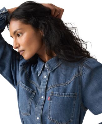 Women's Point Collar Long-Sleeve Dress