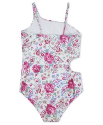 Girls' Asymmetrical Cutout One-Piece Swimsuit