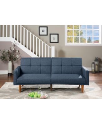 Transitional Navy Sofa with Tufted Cushion