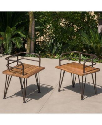 Rustic Acacia Wood Patio Chair Set (Set of 2)