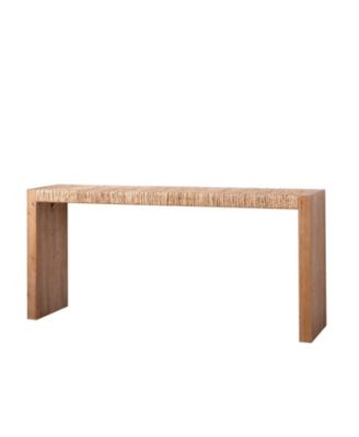  69" Natural Seagrass Console Table – Handwoven Top with Engineered Wood Frame