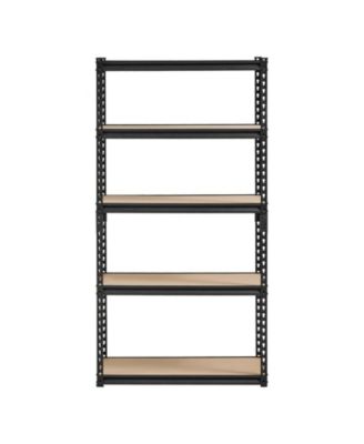 5-Tier Storage Shelves, 2000-Lb Capacity, 16"D x 32"W x 62.8"H, Adjustable Metal Utility Rack, Black