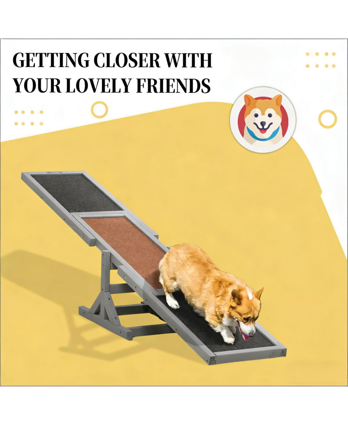 Aostirmotor Wooden Dog Agility Seesaw for Outdoor in Gray