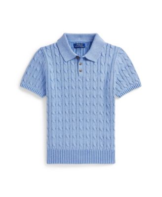 Boys' 8-20 Cable-Knit Cotton Polo Sweater