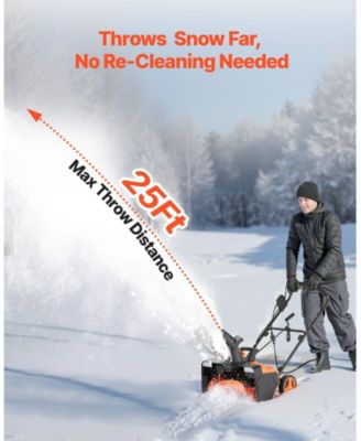 Electric Snow Blower, 23", 15A Corded Snow Thrower, Dual LED Lights, 180° Chute, 25 ft Throw, 12" Depth