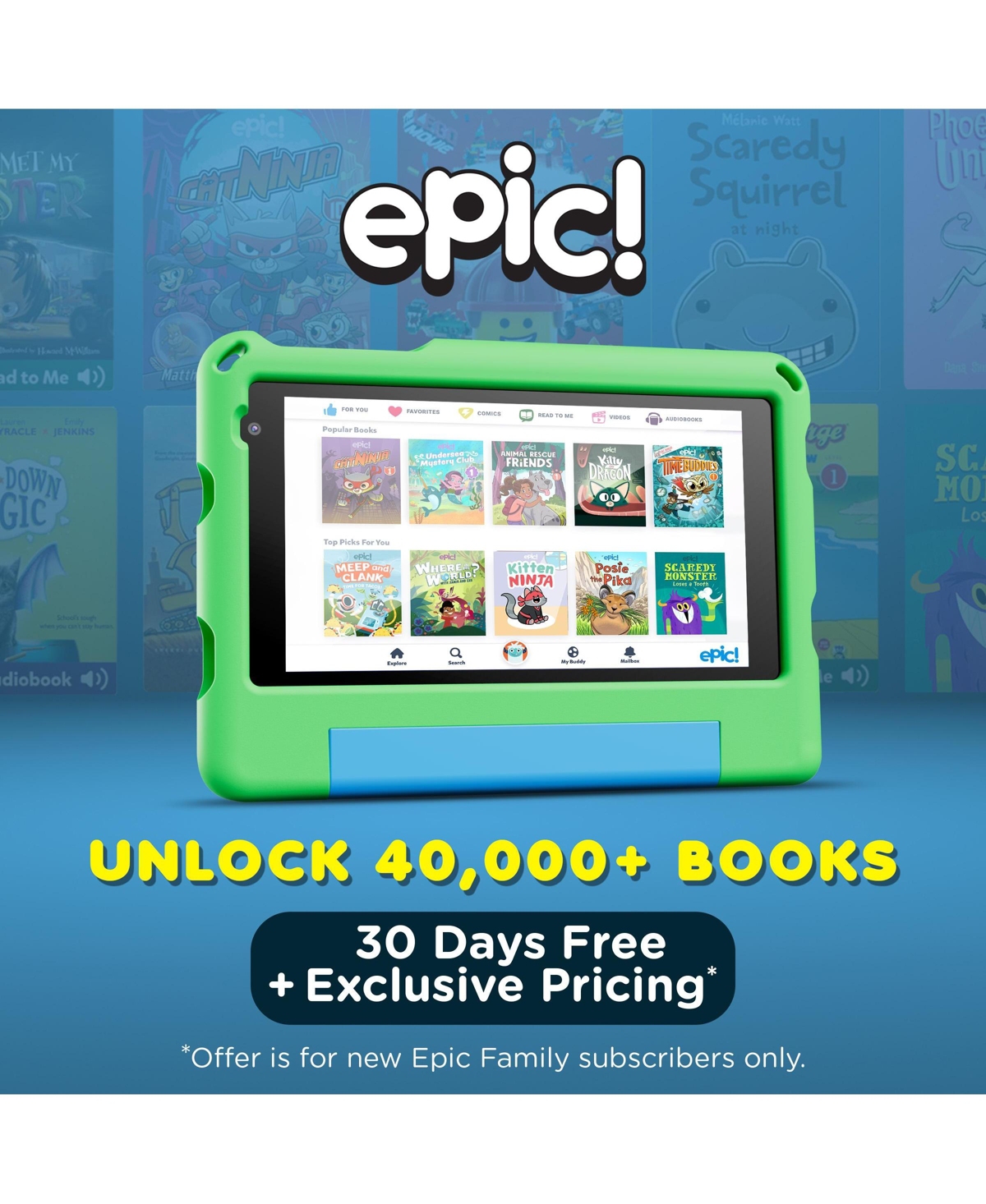 Contixo 7" A7 Educational Kids Tablet with Epic! and Lingokids 32GB Parental Controls & Kid-Proof Case