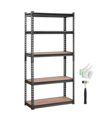 5-Tier Storage Shelving Unit, Adjustable, 2000-Lb Capacity, 30"L x 12"W x 60"H, Heavy-Duty Utility Rack