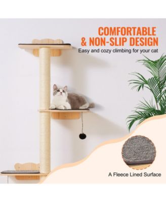 4-Piece Wall-Mounted Pine Wood Cat Shelf Set, Holds up to 40 lbs