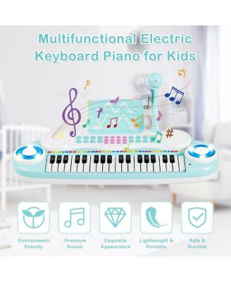 37-Key Kids Electric Keyboard Piano with Microphone, Music Stand, and Learning Functions