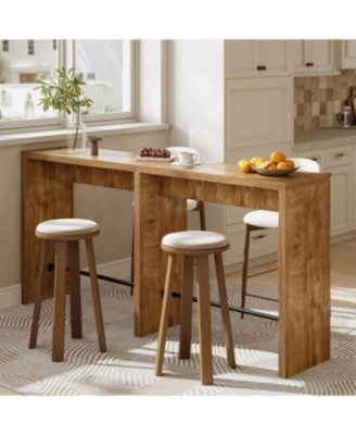 78.74" Narrow Bar Table, Extra Long High Top Table with Sturdy Iron Footrest, for Kitchen, Living Room, Dining Room