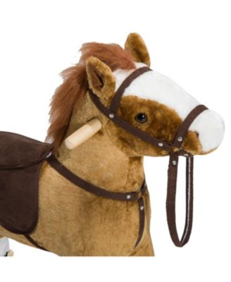 Plush Rocking Horse Ride-on Toy Pony Kids Girls Toddlers Gift Rocker w/ Sound