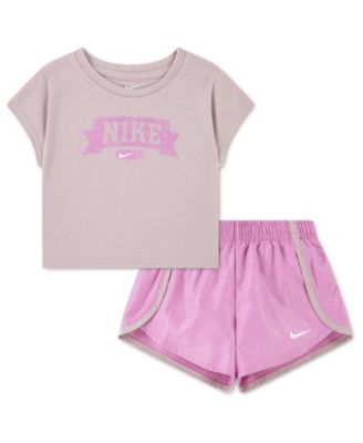 Girls' Toddler 2T-4T Lace It Up Crewneck T-Shirt and Shorts, 2-Piece Set