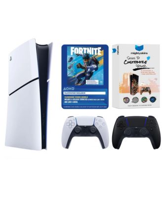 PlayStation 5 Disc Fortnite Flowering Chaos Bundle with Extra Controller and MightySkins Code - Midnight Black