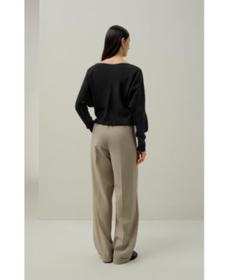 Women's Long Sleeve Gathered Silk Top