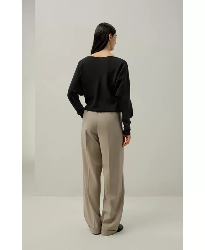 Women's Long Sleeve Gathered Silk Top - thumbnail 8