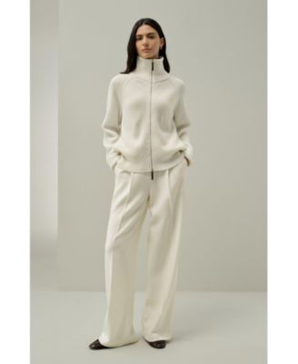 Women's Ribbed-knit Turtleneck Zip Cardigan