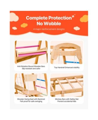 Indoor Playground Jungle Gym, 7-in-1 Wooden Indoor Playground for Kids