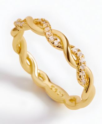 Dainty Pave Twist Stacking Ring in