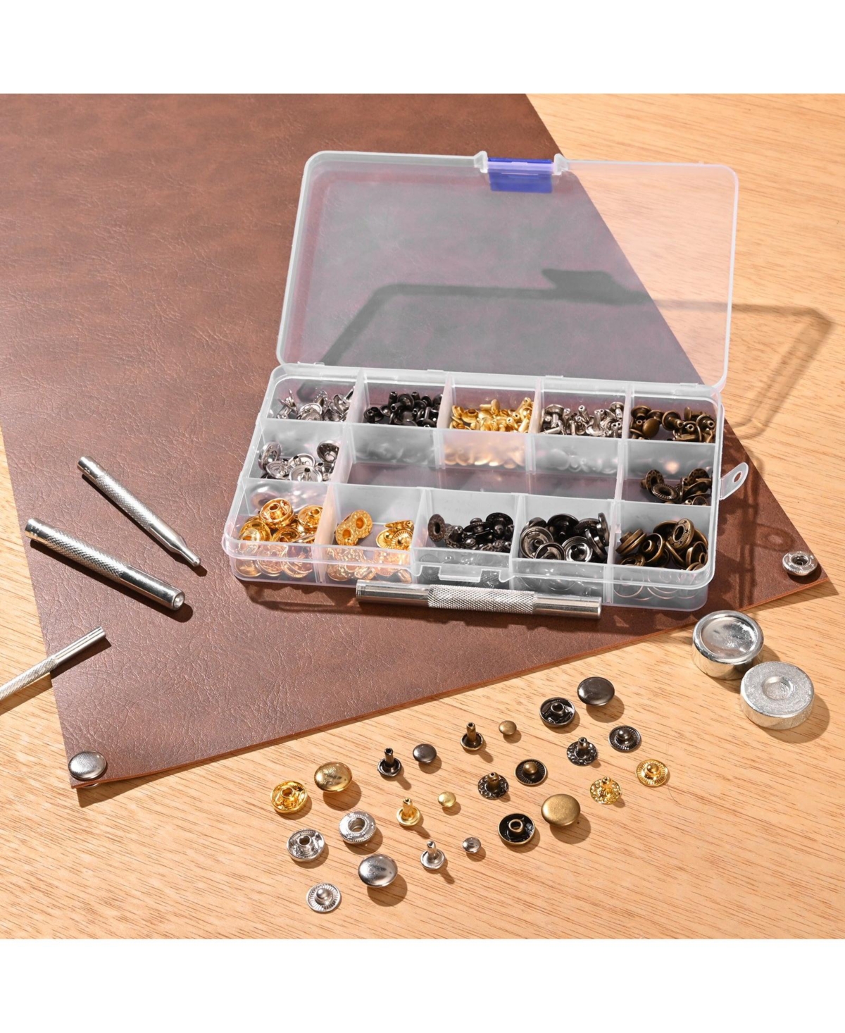 Mecale Leather Working Tools Kit, 61-Piece Leather Craft Set w/ Canvas Storage Bag, Punching, Sewing, Stamping & Sanding