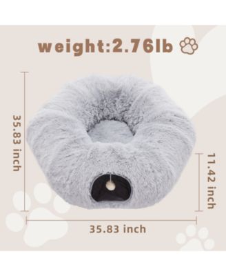 Grey Cat Tunnel with Cat Bed