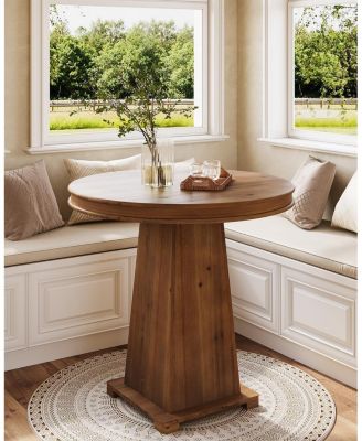Solid Wood Round Dining Table, Small Kitchen Table for 2, Modern Farmhouse Dinner Table