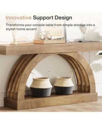 Entryway Table, 2-Tier Sofa Table Behind the Couch, Farmhouse Narrow Unique Arched Console Table
