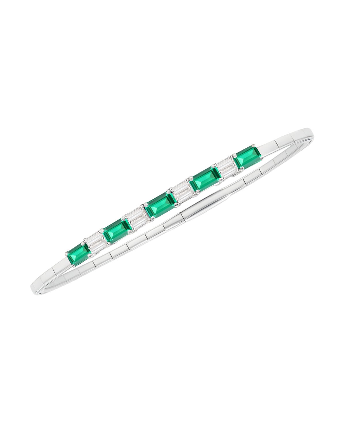 Macy's Lab Grown Emerald (1-1/3 ct. t.w.) And White Sapphire (1/3 Bracelet Sterling Silver (Also Available Ruby)