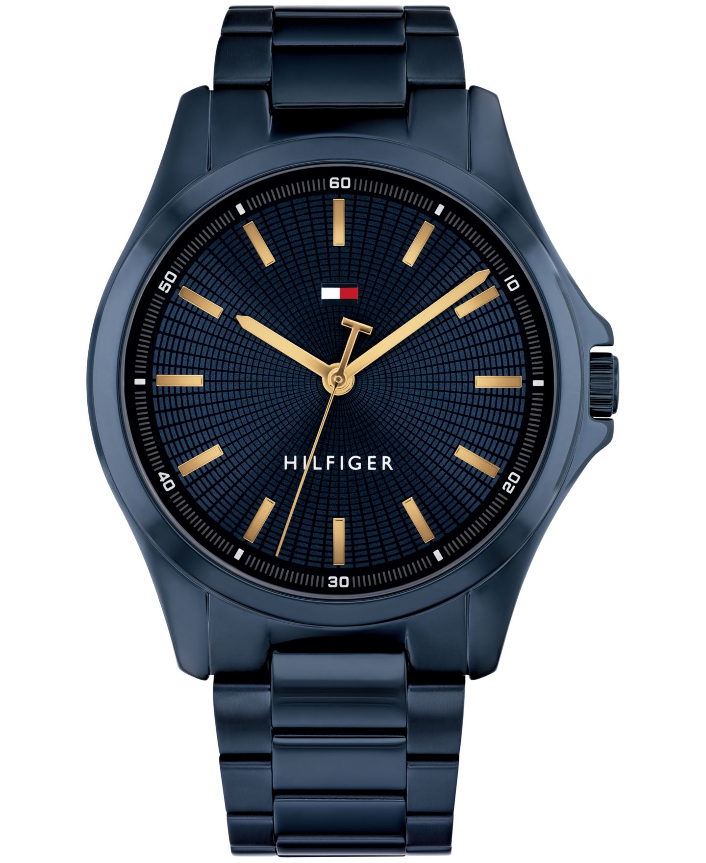 Мужские часы Tommy Hilfiger Quartz Ionic Plated Blue Stainless Steel Bracelet Watch, 42mm — фото 1
