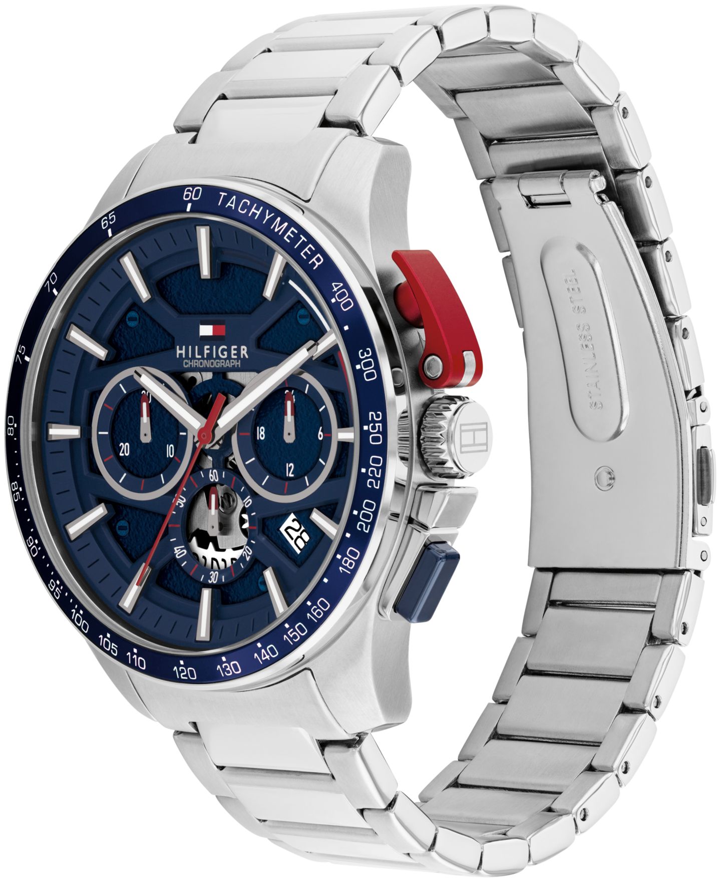 Мужские часы Tommy Hilfiger Chronograph Silver Tone Stainless Steel Bracelet Watch, 44mm — фото 2