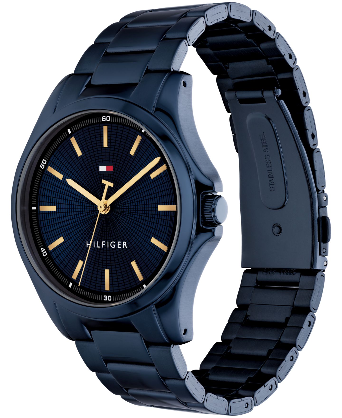 Мужские часы Tommy Hilfiger Quartz Ionic Plated Blue Stainless Steel Bracelet Watch, 42mm — фото 2