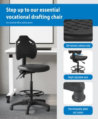 39.75" Metal Self Skinned Urethane Drafting Chair