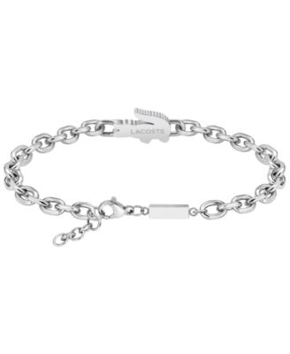 Men's Arthor Green Crystal Silver-Tone Crocodile Bracelet