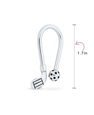 Golf Jewelry Ball & Club U-Shaped Golfer Keychain with Screw on Tip Solid