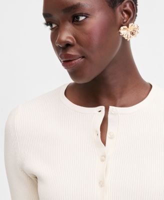 Women's Ribbed Crewneck Cardigan