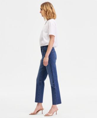 Women's Crystal-Embellished Straight-Leg Jeans