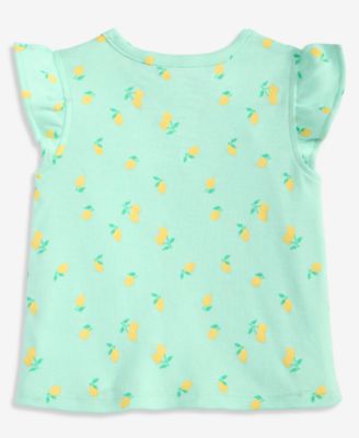 Baby Girls' Lemon-Print Flutter-Sleeve T-Shirt