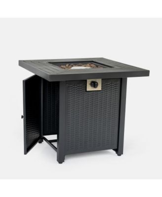 28inch Iron Square Propane Fire Pit Table Black 50000 BTU Adjustable Flame Outdoor Heater