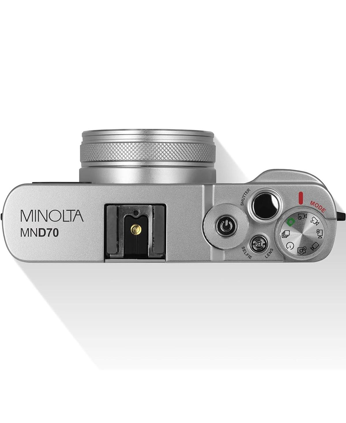 Minolta Minolta MND70 Retro 48 Mp Autofocus / 5K Ultra Hd Dual Lens Camera w/WiFi (Silver/Black)