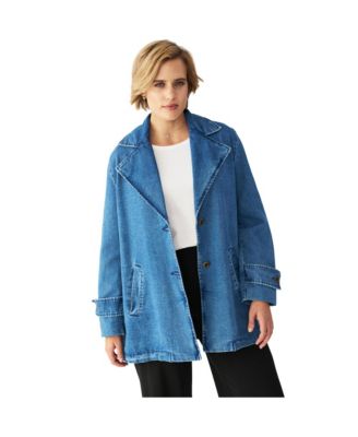 Women's Button Front Denim A-Line Jacket