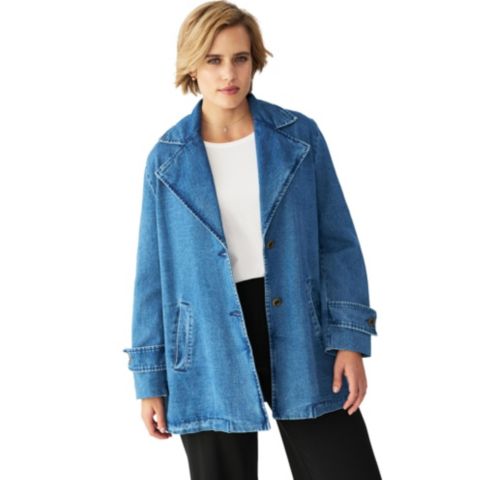 Женские куртки ellos Women's Button Front Denim A-line Jacket