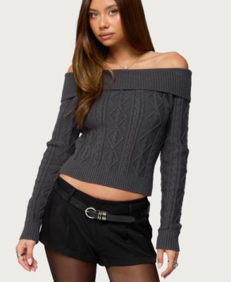 Women's Leta Off Shoulder Cable Knit Sweater