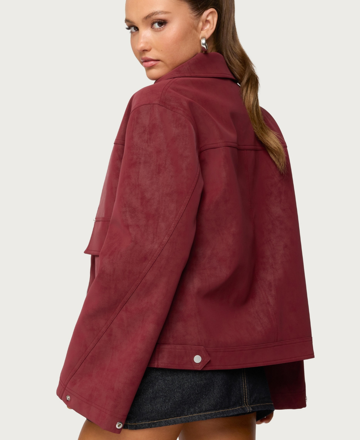Edikted Womens Annabelle Oversized Faux Suede Jacket