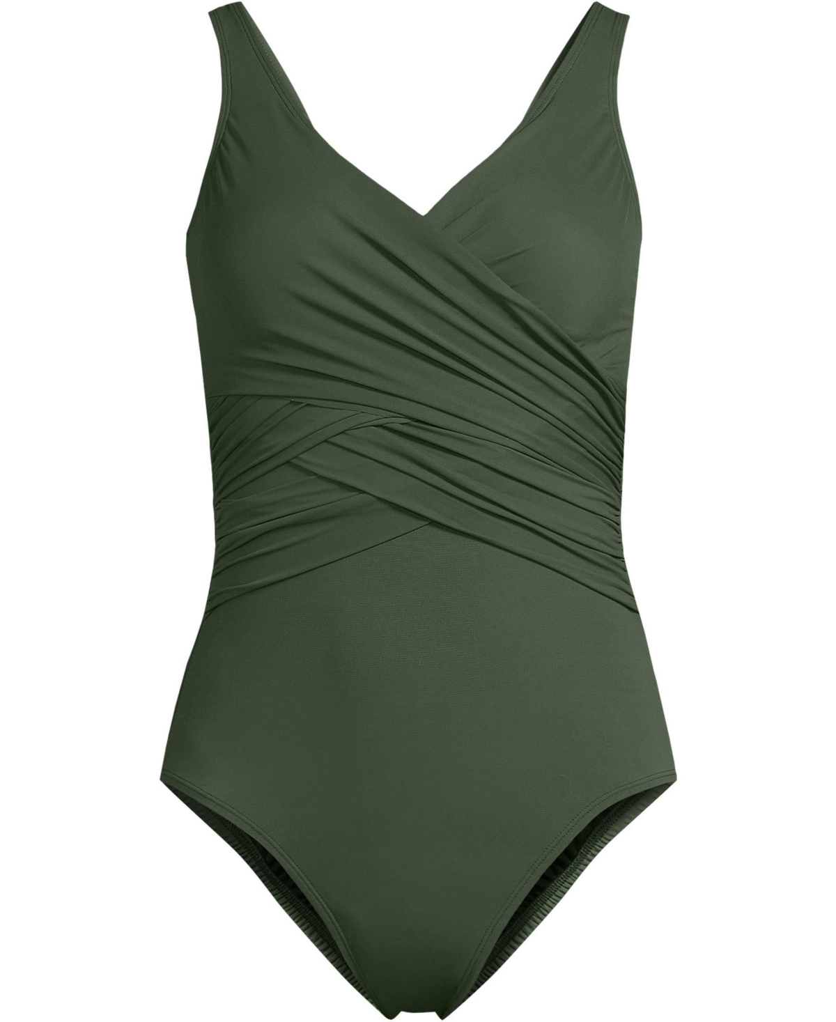 Lands' End Women's D-Cup SlenderSuit Wrap One Piece Swimsuit