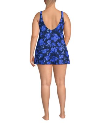 Plus Size Scoop Neck Mini Swim Dress Swimsuit