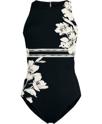 Women's Tugless High Neck Portrait Back One Piece Swimsuit