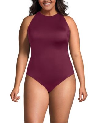 Women's Tugless High Neck Portrait Back One Piece Swimsuit