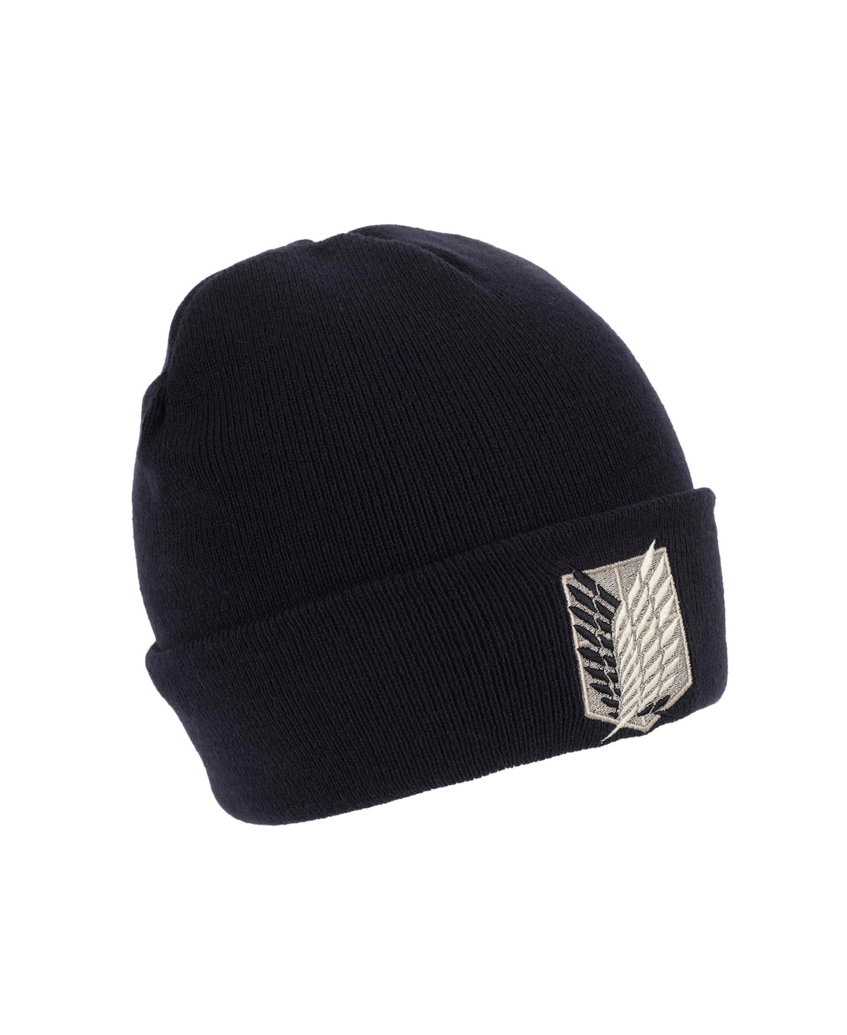 Attack on Titan Men's Embroidered Survey Corps Logo Black Cuff Beanie