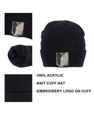 Men's Embroidered Survey Corps Logo Black Cuff Beanie