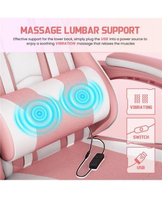 Products  Ergonomic Gaming Chair with High Back and Slide-Out Footrest Pink/White