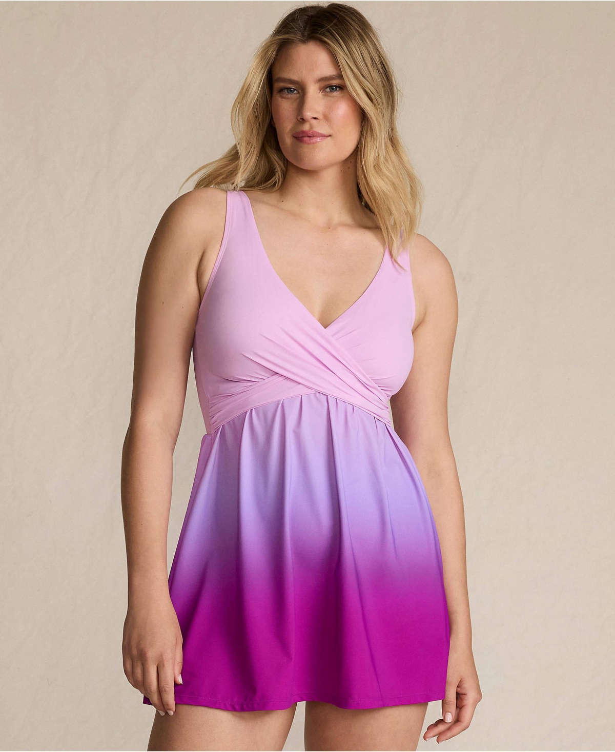 Lands' End Women's SlenderSuit Wrap Swim Dress Swimsuit